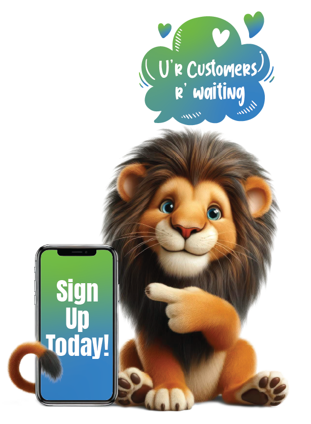 cartoon lion customer sign up call to action