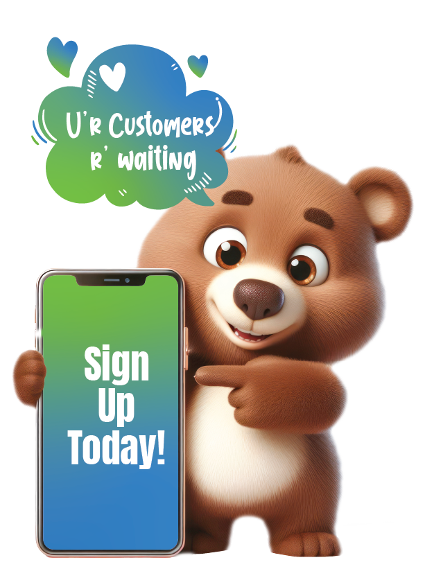 cartoon bear customer sign up call to action