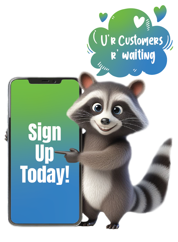 racoon customer sign up call to action