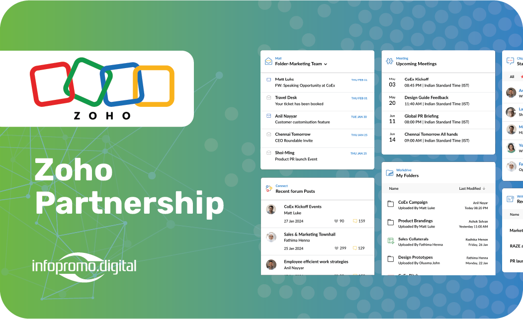 infopromo communications zoho partnership announcement banner